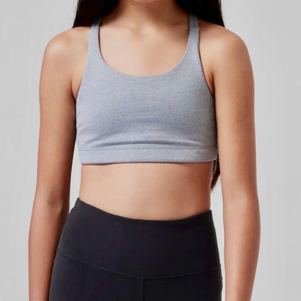 Athletes Girl Heather Gray Strappy Sports Bra Size medium 8/10 years
